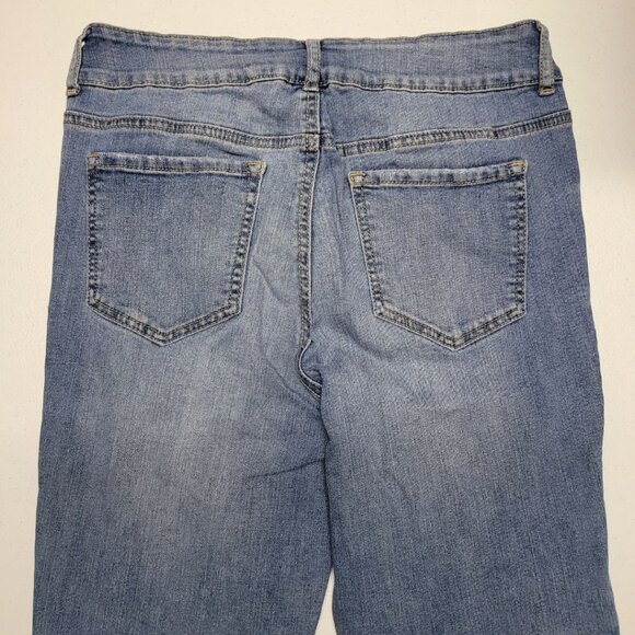 High Rise Waist Bootcut Denim Jeans Light Wash Junior Size 7 Double Button - Picture 6 of 10